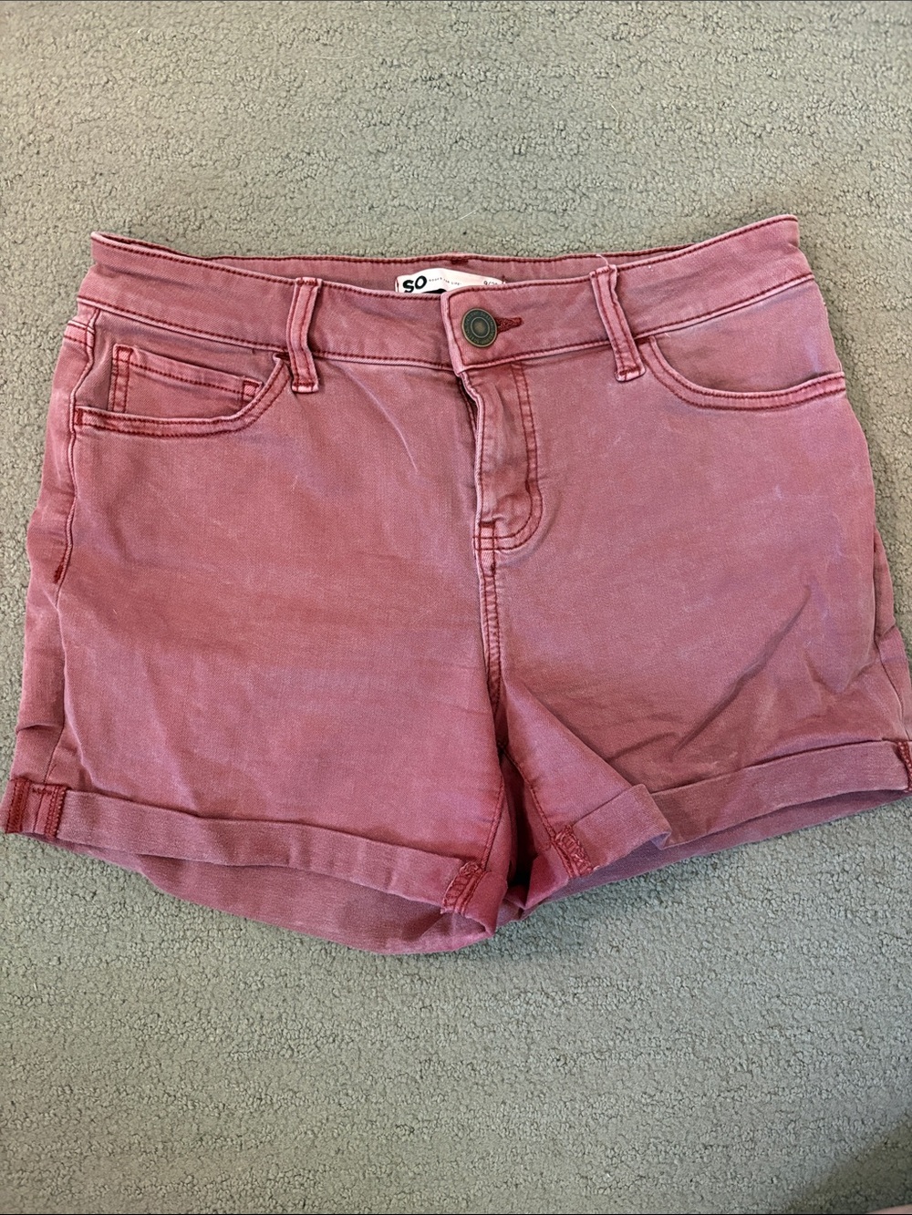 SO Rose-Pink Roll-Cuff Denim Shorts
